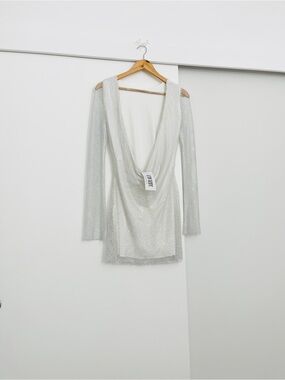 larisa white printed sequin long sleeve dress Larisa White Printed Sequin Long Sleeve Dress 12th Tribe
